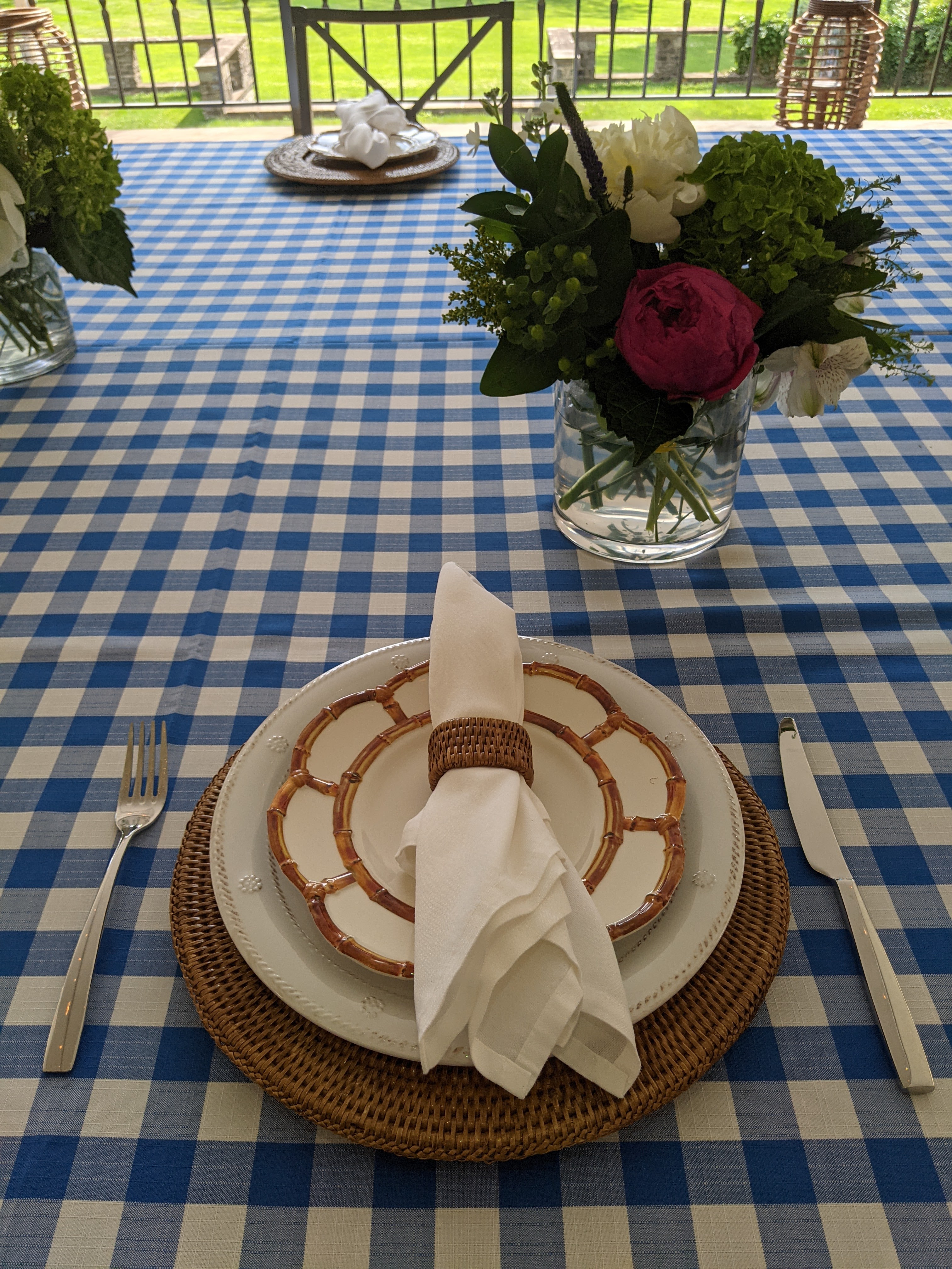 Chez Chanee picnic place setting with florals